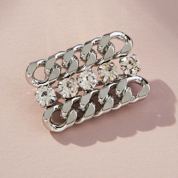 ANTHROPOLOGIE The Restored Vintage Collection: Crystal Bar Chain Brooch - Picture 1 of 5